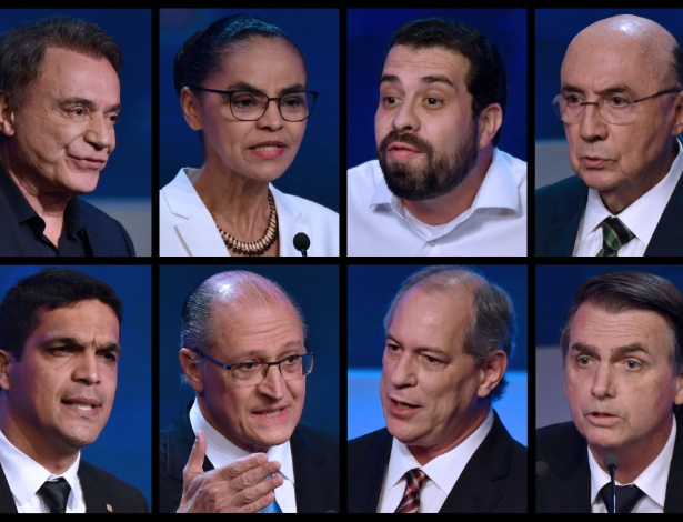 9.ago.2018 - Candidatos participantes do primeiro debate com presidenciáveis nas eleições de 2018, realizado pela TV Band