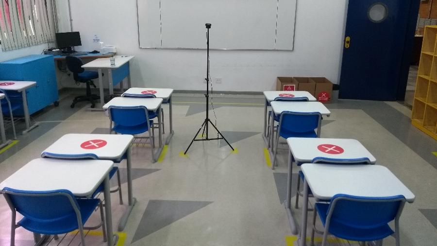 Sala de aula no Colégio Pentágono em Santana de Parnaíba, na Grande São Paulo  - Alex Tajra/ UOL