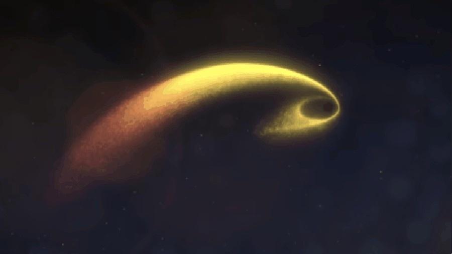 Imagem de simulação de estrelas sendo destruídas por buraco negro - Reprodução/Nasa