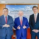 14.dez.2023 - O presidente Lula com o ministro Flávio Dino e o futuro PGR Paulo Gonet