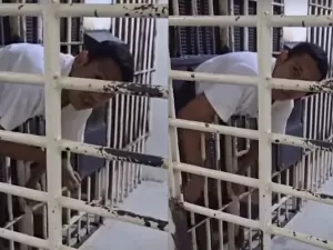Preso fica entalado ao tentar fugir de cela em delegacia no DF; vídeo