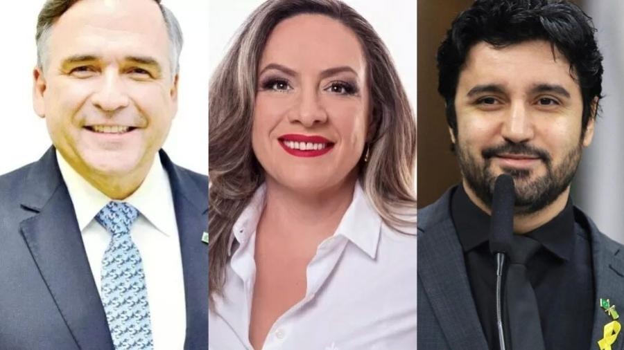 Sandro Mabel (União), Adriana Accorsi (PT) e Fred Rodrigues (PL) - Arte UOL