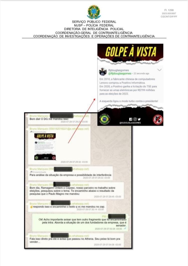 Troca de mensagens com fake news sobre urnas