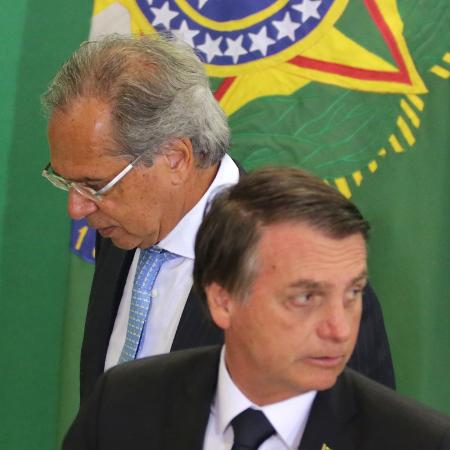 07.jan.2019 - O presidente Jair Bolsonaro e o ministro da Economia, Paulo Guedes - Fátima Meira/Futura Press/Estadão Conteúdo