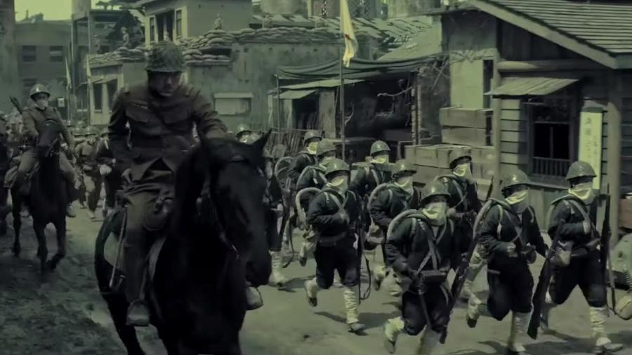 Cena do trailer de “The Eight Hundred”, o primeiro filme chinês filmado inteiramente em Imax - Reprodução de vídeo