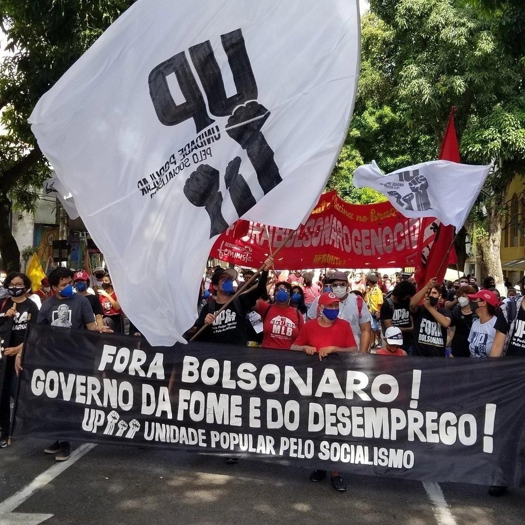 7.set.2021 - Manifestantes  contra o governo do presidente Jair Bolsonaro também realizam ato em Belém, dentro do Grito dos Excluídos - Paulo Nassar/Redes sociais