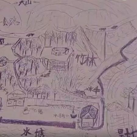 Li Jingwei compartilhou o mapa da vila onde foi raptado aos 4 anos - Weibo/BBC