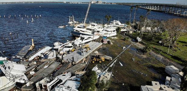 Furacão Ian, que tocou a costa da Flórida com categoria 4, deixou rastro de destruição em Fort Myers