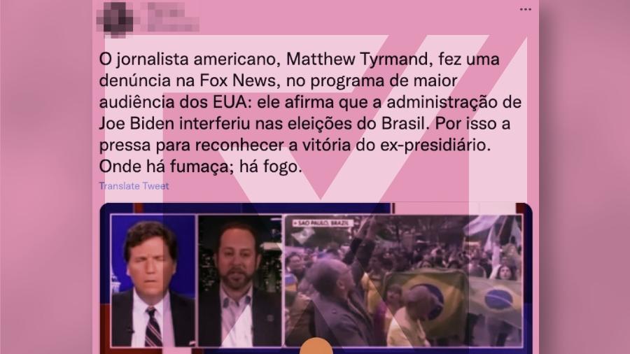 03.nov.2022 - Jornalista Matthew Tyrmand não provou interferência do governo Biden na eleição brasileira - Projeto Comprova