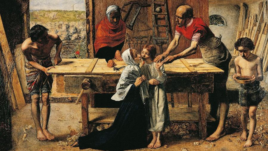Cena da infância de Cristo imaginada pelo pintor inglês John Everett Millais (1829-1896)