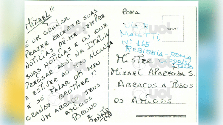 Cartão postal enviado a fundador do PCC por membros da Camorra