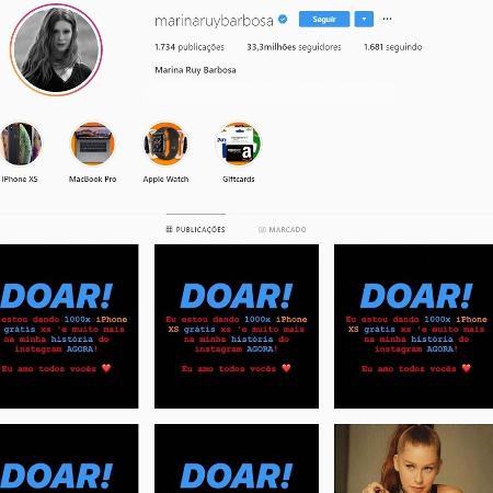Marina Ruy Barbosa teve seu Instagram hackeado durante a madrugada desta terça-feira (16) - Reprodução/Instagram