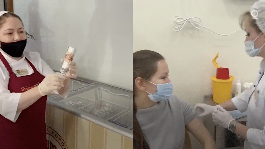 População é incentivada a se vacinar ganhando sorvete na Rússia - Reprodução/Bloomberg