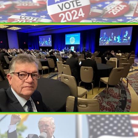 Senador Laércio Oliveira (PP-SE) em Washington (EUA) acompanhando o resultado das eleições americanas.  - Reprodução 