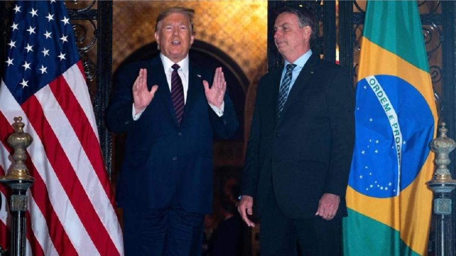 Donald Trump e Jair Bolsonaro se encontram em Miami no dia 7 de março de 2020 - Foto: Jim Watson / AFP