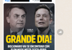 Bolsonaristas festejam encontro de Bolsonaro com Musk em redes sociais (Foto: Reprodução/UOL)