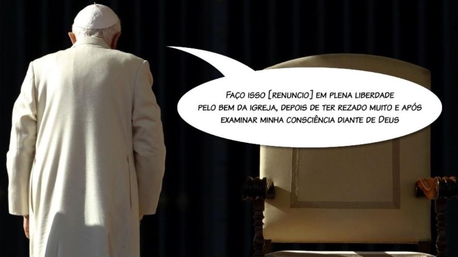 Papa Bento 16 renunciou em 2013 - Arte UOL