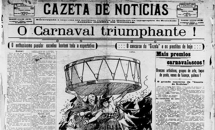 Capa do jornal A Gazeta, publicada no domingo de carnaval de 1919, exaltava o triunfo dos brasileiros - Reprodução/Jornal A Gazeta - Reprodução/Jornal A Gazeta