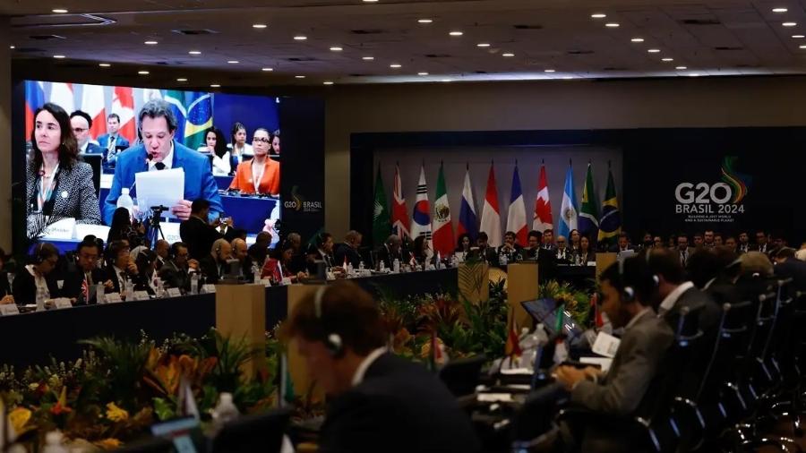 Fernando Haddad fala durante reunião do G20