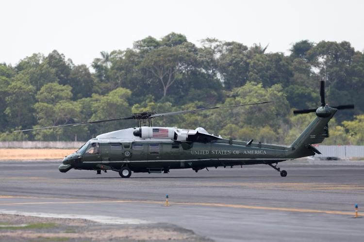 O Marine One no Aeroporto Internacional Eduardo Gomes, em Manaus