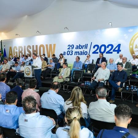 O vice-presidente Geraldo Alckmin discursa na abertura da Agrishow 2024