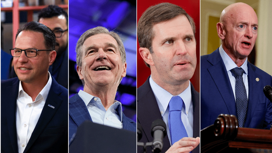 Na ordem: Josh Shapiro, Roy Cooper, Andy Beshear e Mark Kelly, cotados para vice de Kamala Harris