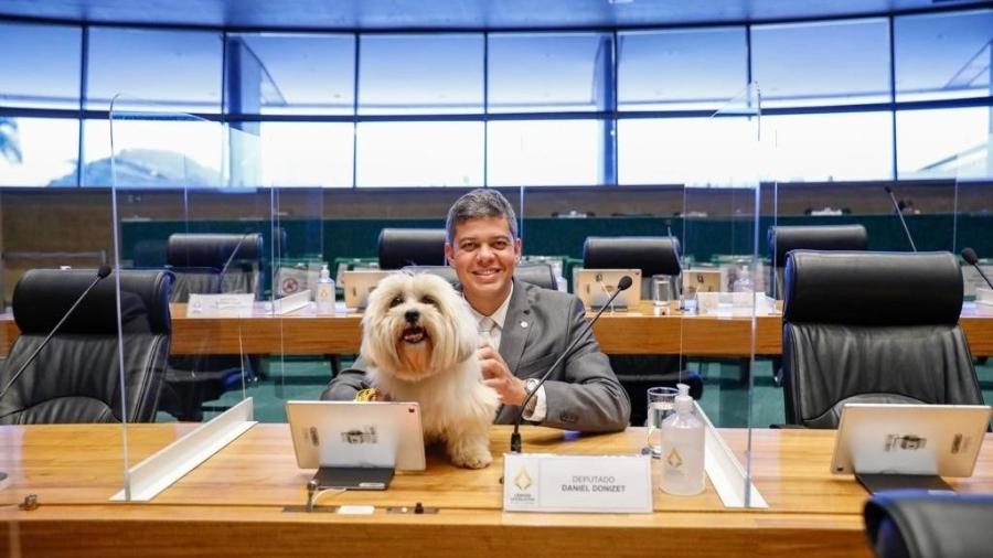 Deputado distrital Daniel Donizet leva seu cachorro Beethoven para o CLDF - Divulgação/CLDF