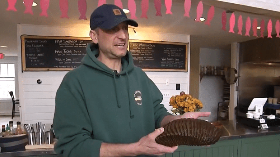 Dente de mamute virou atração de restaurante, mas agora está sendo leiloado - Reprodução de vídeo/NBC Boston