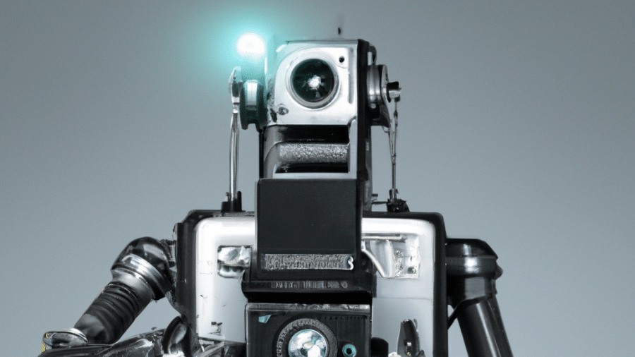 "Autorretrato" de um robô criado pelo DALL-E 2, uma inteligência artificial que gera imagens a partir de descrições em texto - Reprodução/DALL-E 2