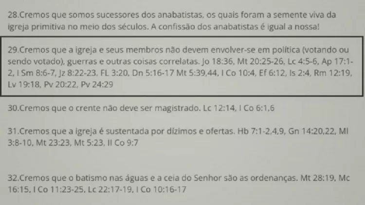 Trecho do credo da Igreja Batista Renovada Moria - IGREJA BATISTA RENOVADA MORIA - IGREJA BATISTA RENOVADA MORIA