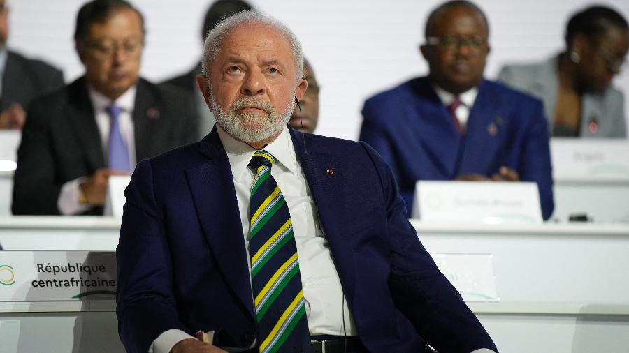 23.jun.2023 - O presidente Lula participa da sessão do Novo Pacto Financeiro Global, em Paris - Lewis Joly/Pool/AFP