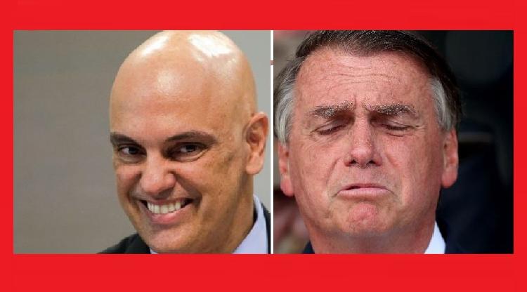 Alexandre de Moraes, ministro do Supremo, e Jair Bolsonaro, ex-presidente. Depois do vexame do 7 de setembro, ministro ficou mais forte, e o golpista, mais fraco