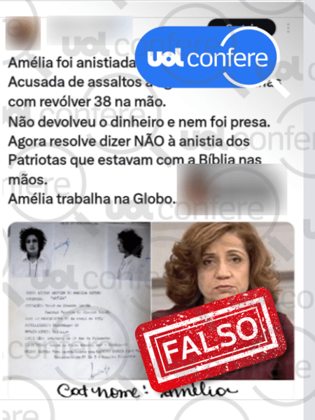 26.nov.2024 - Miriam Leitão não foi presa por assaltar banco durante ditadura militar