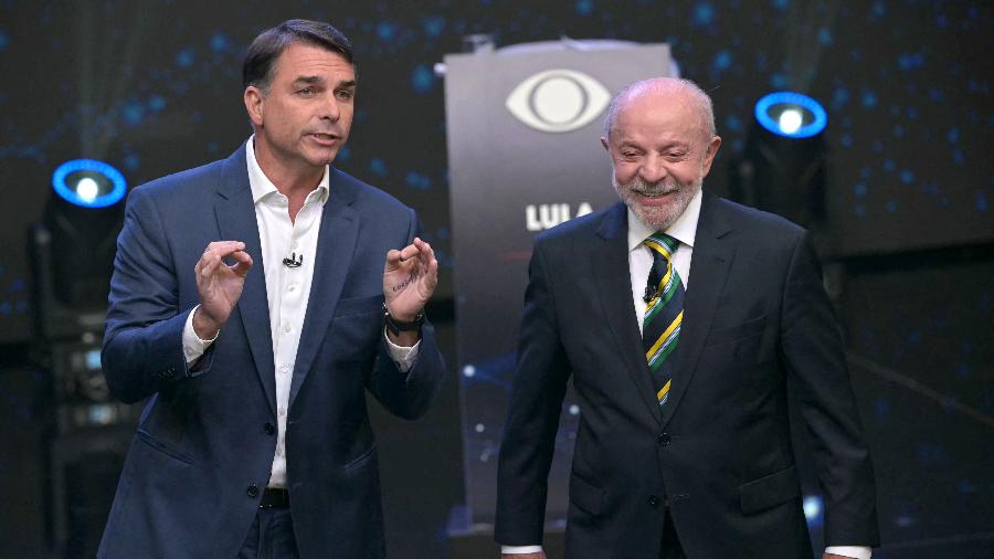 Flávio Bolsonaro (PL) e Lula (PT) no primeiro debate presidencial das eleições 2026 Flávio Bolsonaro (PL) e Lula (PT) no primeiro debate presidencial das eleições 2026