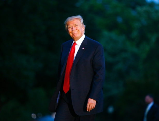 O presidente dos EUA, Donald Trump, no gramado da Casa Branca - AL DRAGO/NYT