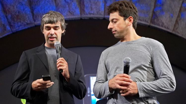 Larry Page (à esq.) e Sergey Brin, fundadores do Google, em foto de 2008