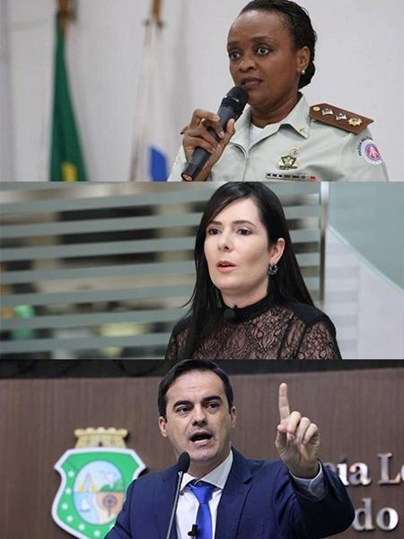 A partir do alto, os pré-candidatos Major Denice (PT), Patrícia Domingos (Podemos) e Capitão Wagner (PROS) - Arte/UOL