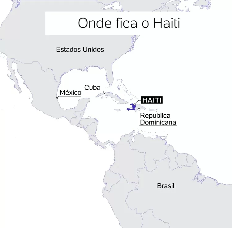 Mapa mostrando localização do Haiti - Arte UOL - Arte UOL
