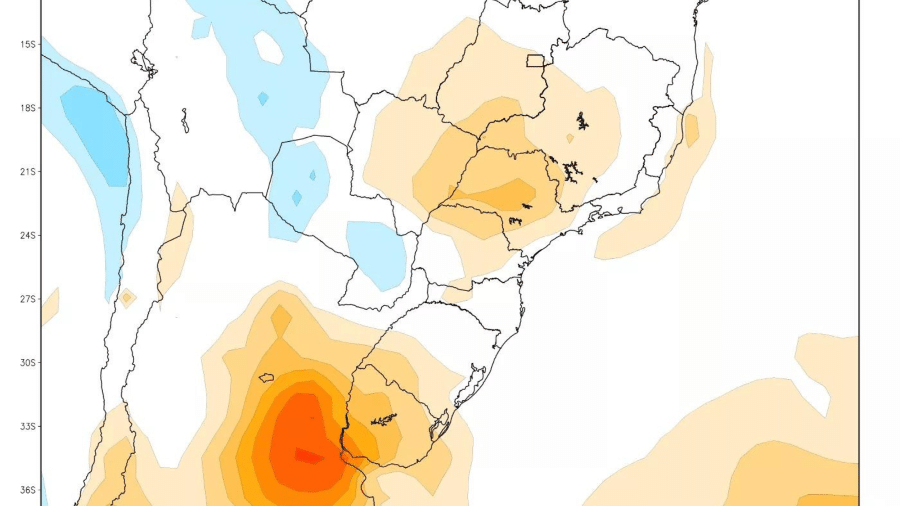 Modelo meteorológico do Sul do Brasil mostra tendência de calor em janeiro  - Reprodução/MetSul 