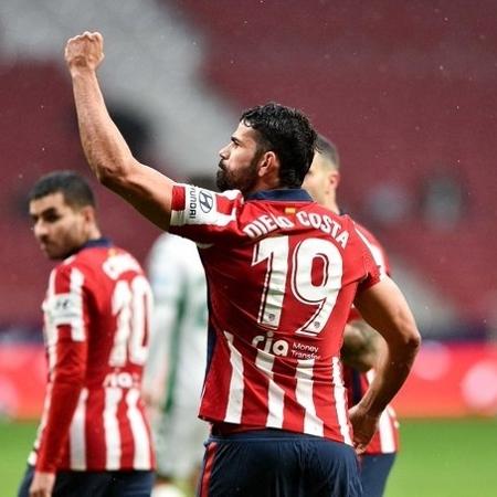 Diego Costa comemora na vitória do Atlético de Madri sobre o Elche pelo Campeonato Espanhol - Atletico de Madri/Divulgação
