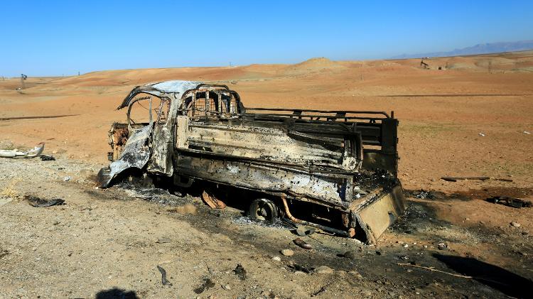 Truck destroyed in Turkish attack - North Press Agency/Handout via REUTERS - North Press Agency/Handout via REUTERS