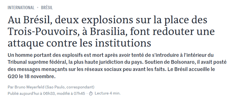 Caso de explosões no DF também foi repercutido pelo Le Monde
