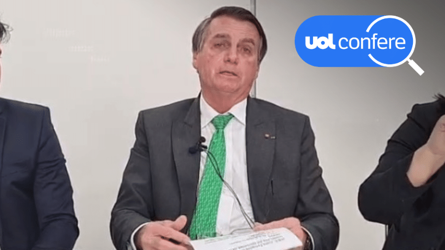 4.nov.2021 - O presidente Jair Bolsonaro (sem partido) durante sua live semanal - Arte/UOL sobre Reprodução/YouTube Jair Bolsonaro