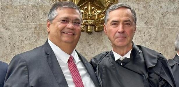 O ministro da Justiça, Flávio Dino, com Luís Roberto Barroso, presidente do STF