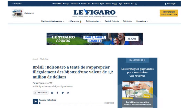 Le Figaro também escreveu sobre o caso