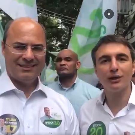 Pedro Fernandes (direita) em ato de campanha com Wilson Witzel - Reprodução