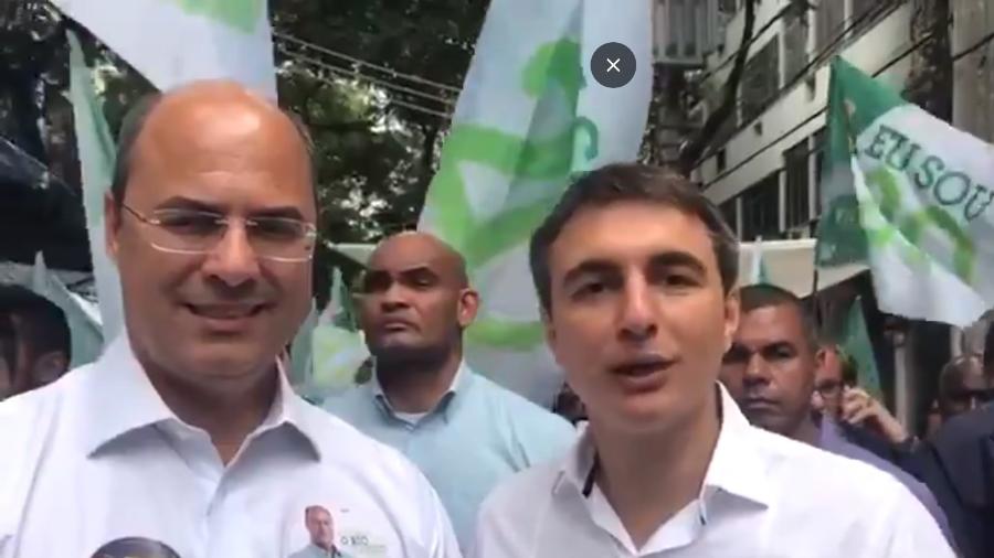 Pedro Fernandes (direita) em ato de campanha com o governador Wilson Witzel - Reprodução
