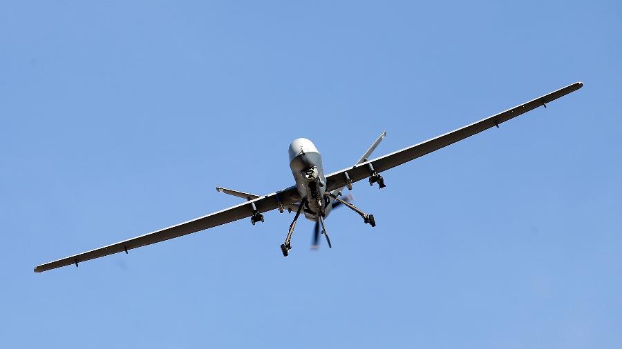 O drone MQ-9 Reaper, modelo creditado pelo ataque americano que matou o general iraniano Qasem Soleimani (foto de arquivo) - Isaac Brekken/Getty Images/AFP