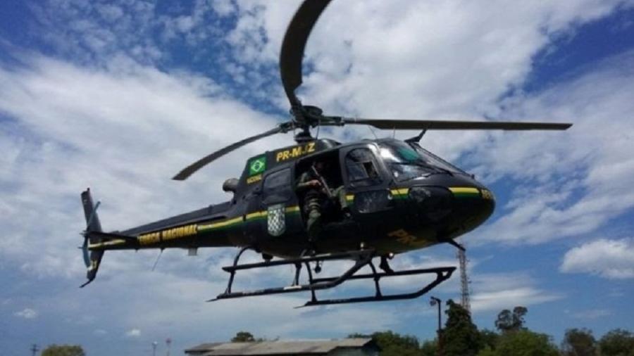 Helicóptero da Força Nacional caiu ontem na região do Porto Jofre, no município de Poconé (MT), com três tripulantes - Divulgação 