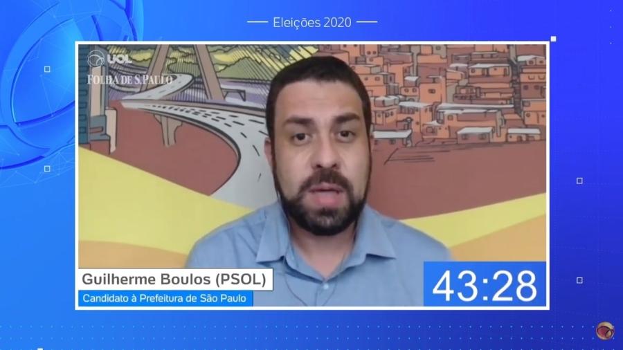 Guilherme Boulos (PSOL), candidato à Prefeitura de São Paulo, participa de sabatina UOL/Folha - Reprodução
